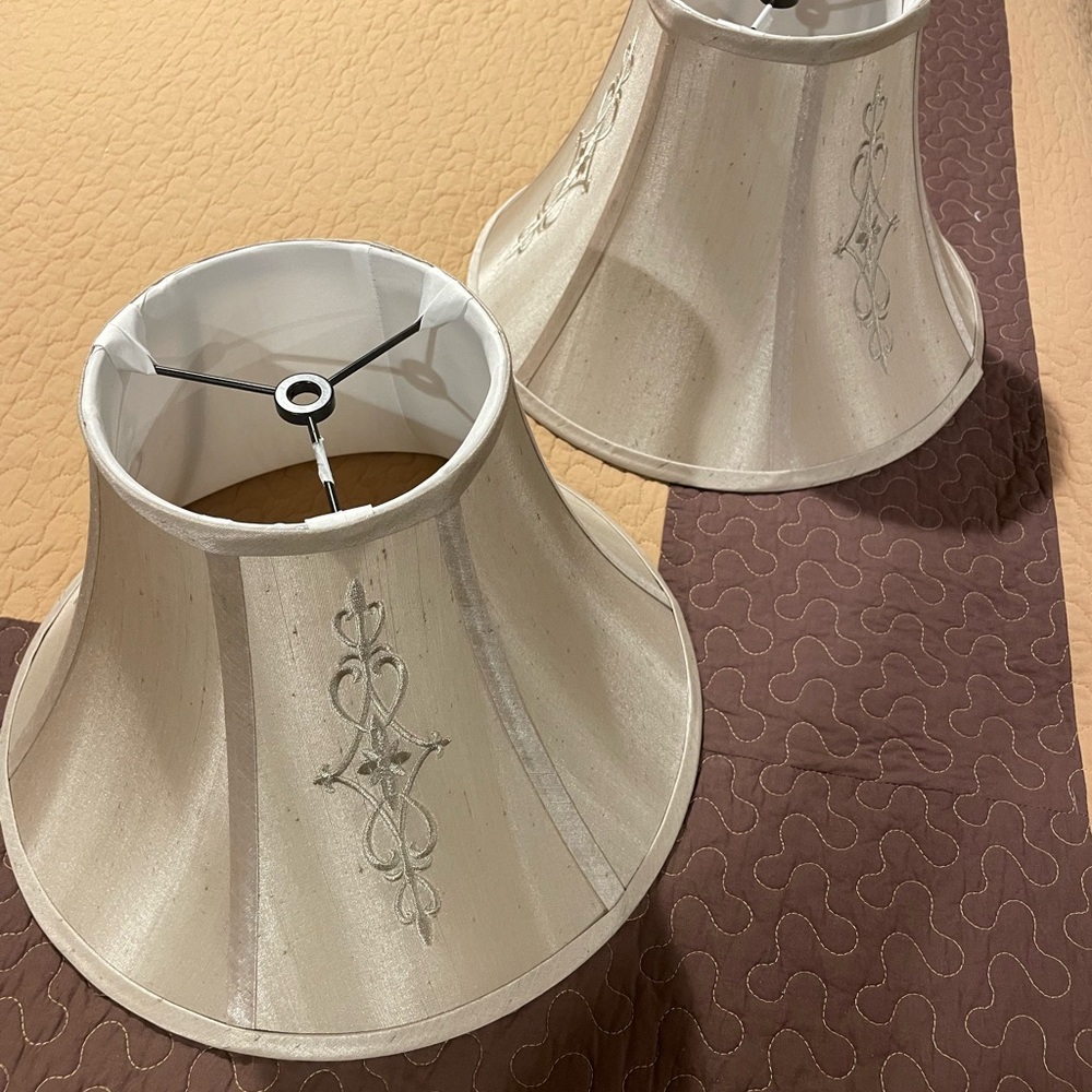Elegant Cream Lamp Shades with Embroidery - Picture 2 of 10